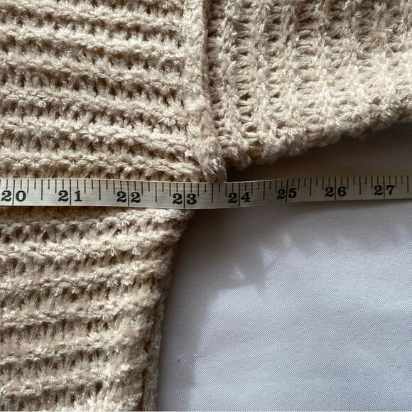 Aerie Beige Open Knit Wool Blend Cowl Neck Sweater Size Small - Picture 13 of 14